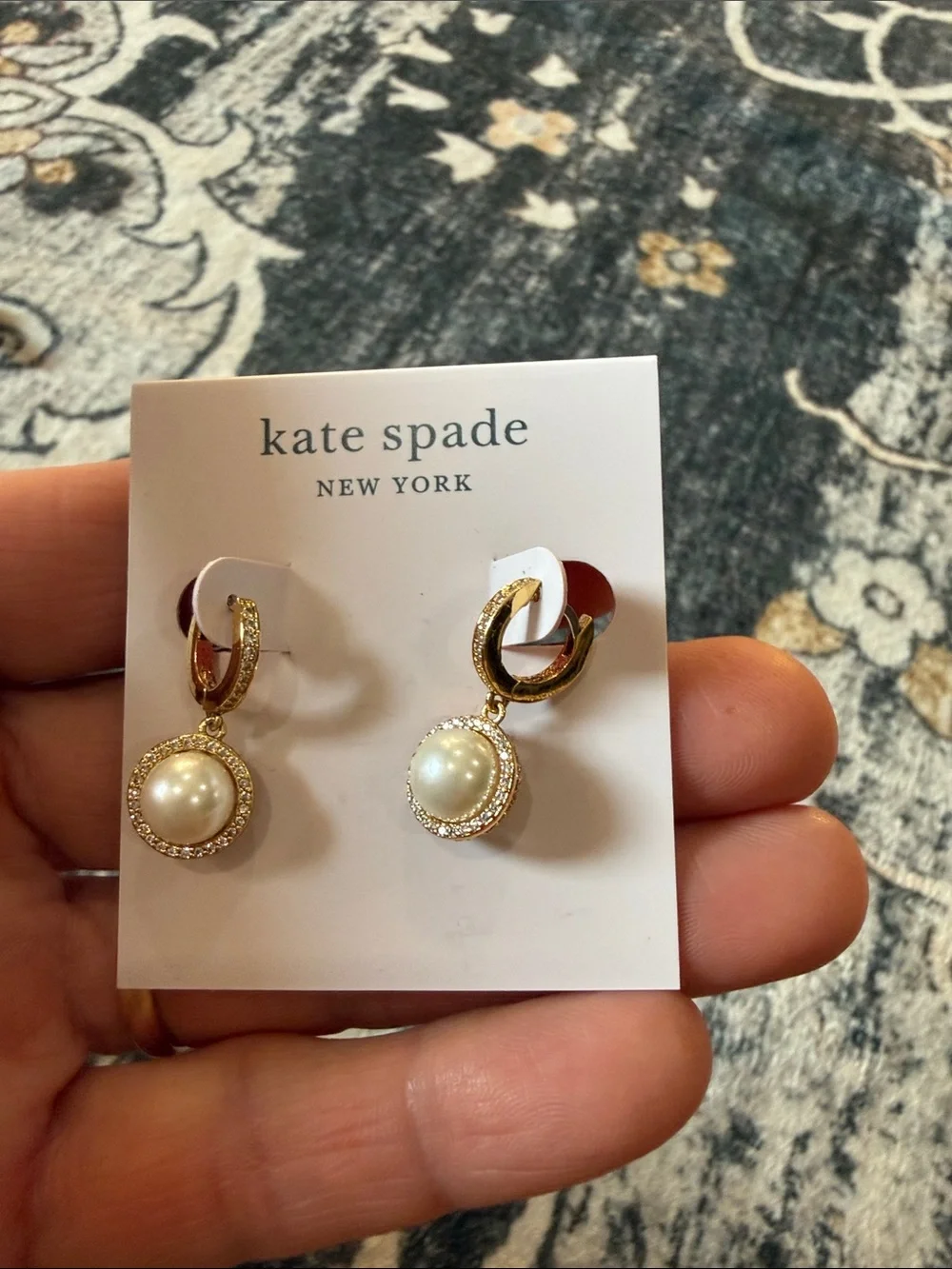 kate spade Gold and Pearl Halo Drop Earrings